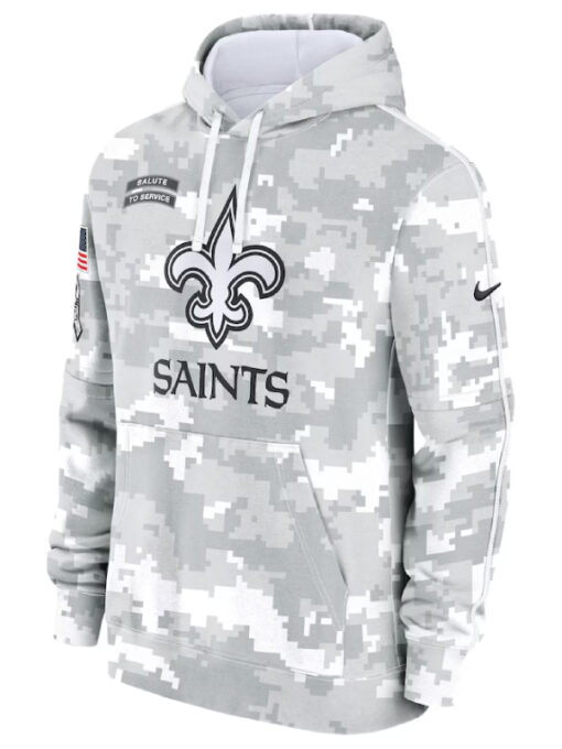 New Orleans Saints Camo 2024 Salute To Service Club Fleece Pullover Hoodie