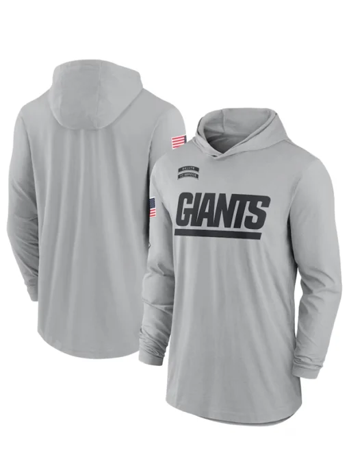 New York Giants 2024 Salute To Service Long Sleeve Hooded T-Shirt