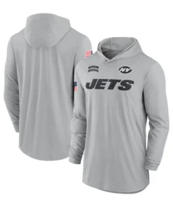 New York Jets 2024 Salute To Service Long Sleeve Hooded T-Shirt