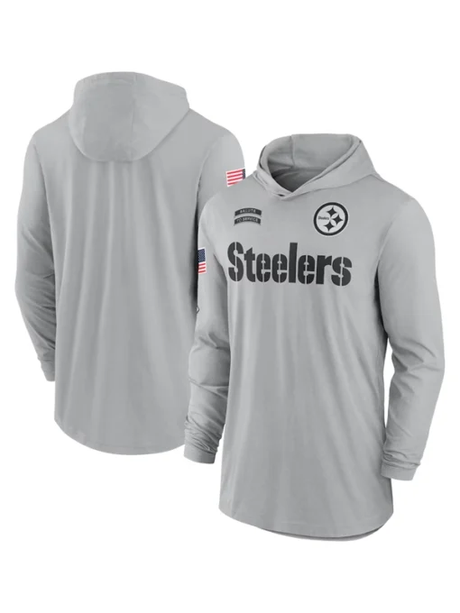 Pittsburgh Steelers 2024 Salute To Service Long Sleeve Hooded T-Shirt