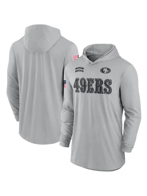 San Francisco 49ers Salute To Service 2024 Long Sleeve Hooded T-Shirt