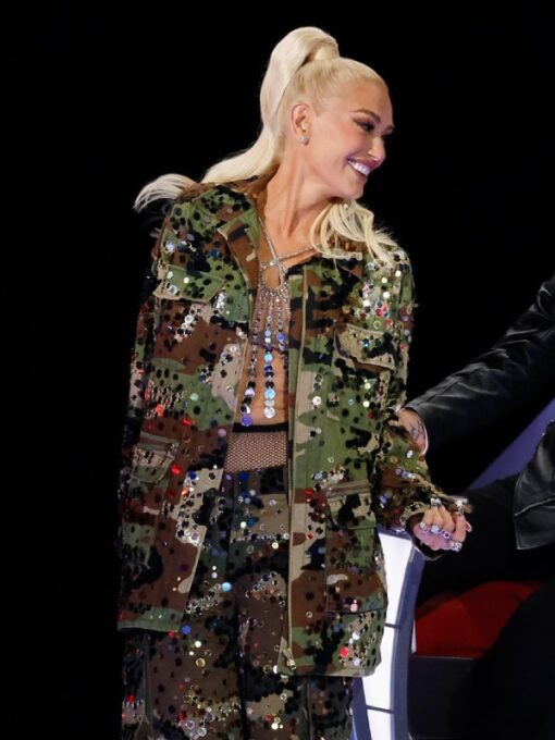 The Voice Season 26 Gwen Stefani Sequin Camouflage Print Jacket