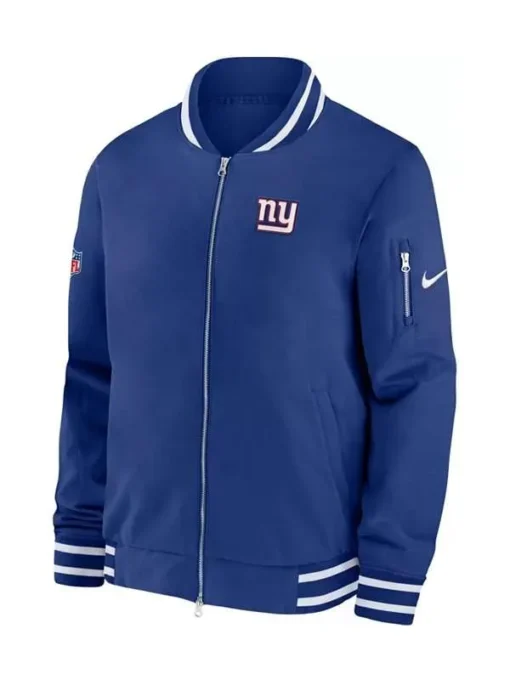 New York Giants Full-Zip Blue Bomber Jacket