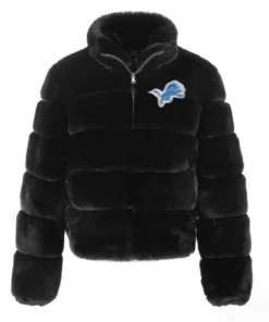 Detroit Lions Black Faux Fur Bomber Jacket