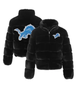 Detroit Lions Black Faux Fur Jacket