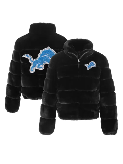 Detroit Lions Black Faux Fur Jacket