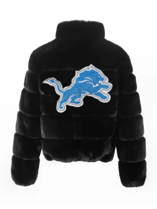 Detroit Lions Faux Fur Black Bomber Jacket