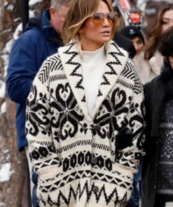 Jennifer Lopez Wool Blend Jacquard Cardigan