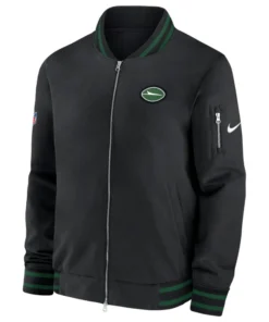 New York Jets Sideline Coach Black Bomber Jacket