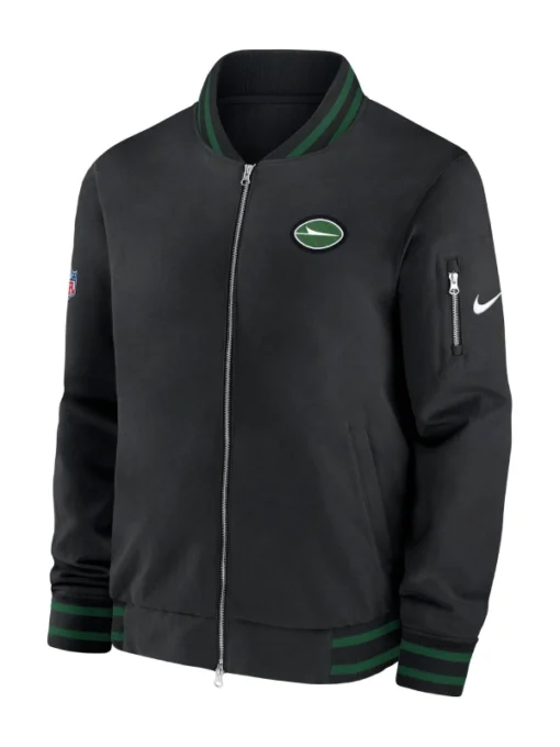 New York Jets Sideline Coach Black Bomber Jacket