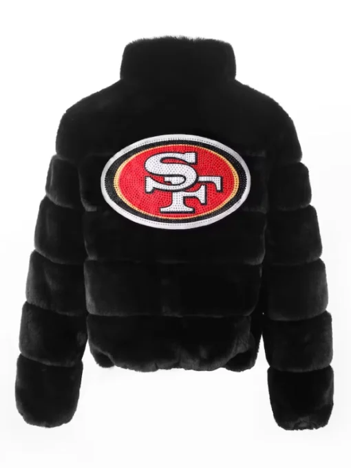 San Francisco 49ers Faux Fur Black Jacket