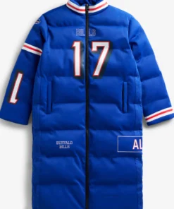 Buffalo Bills Josh Allen Blue Off Season Puffer Long Coat