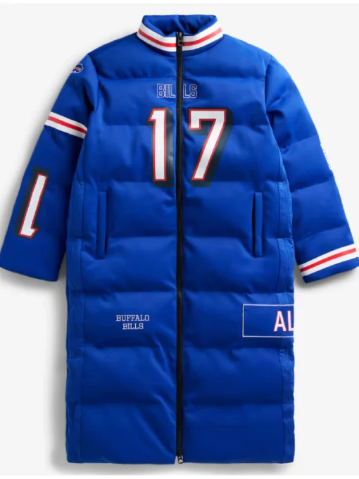 Buffalo Bills Josh Allen Blue Off Season Puffer Long Coat