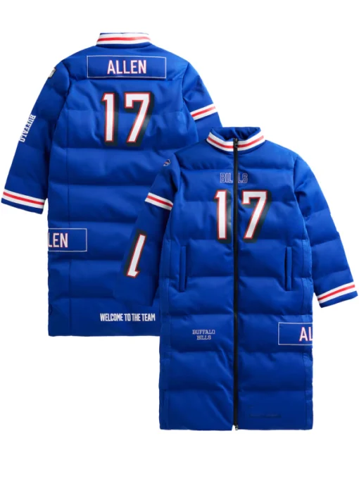 Buffalo Bills Josh Allen Puffer Long Coat