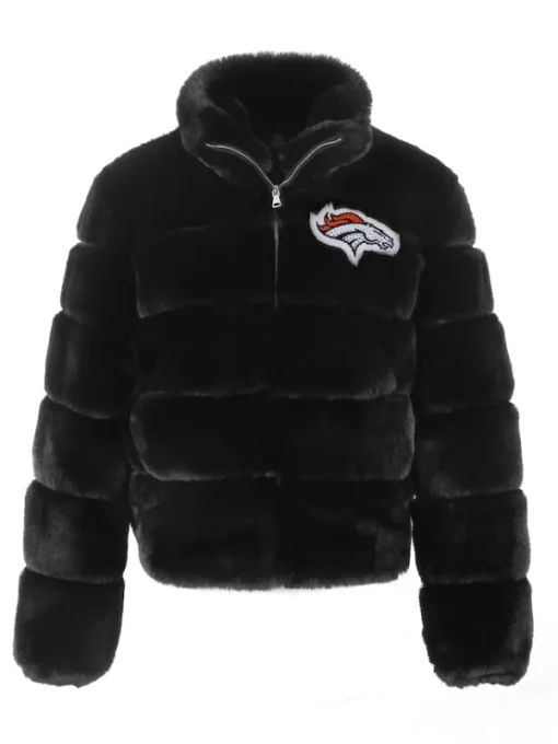 Denver Broncos Black Faux Fur Jacket