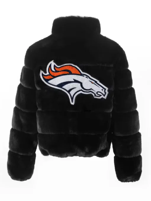 Denver Broncos Faux Fur Black Jacket