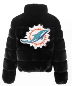 Miami Dolphins Faux Fur Black Jacket