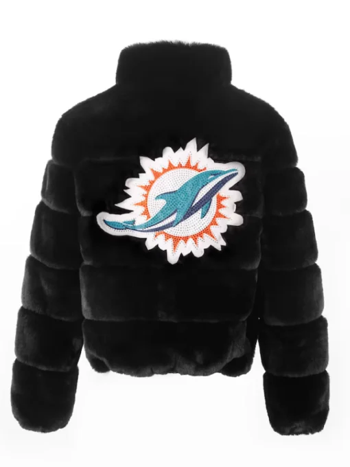 Miami Dolphins Faux Fur Black Jacket