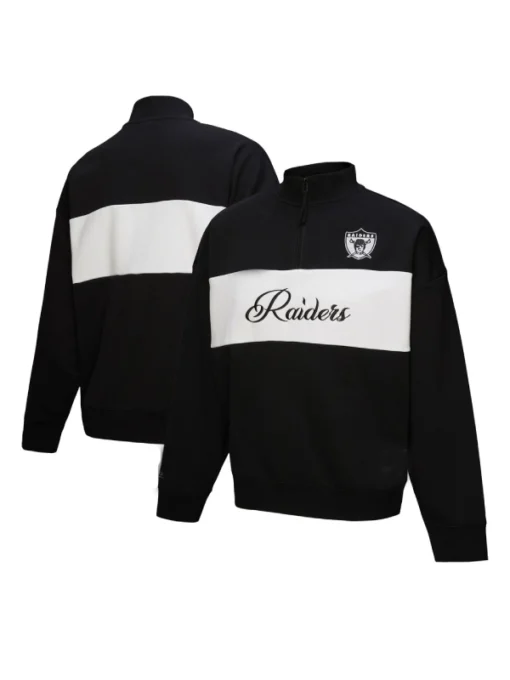 Oakland Raiders Black Quarter-Zip Jacket