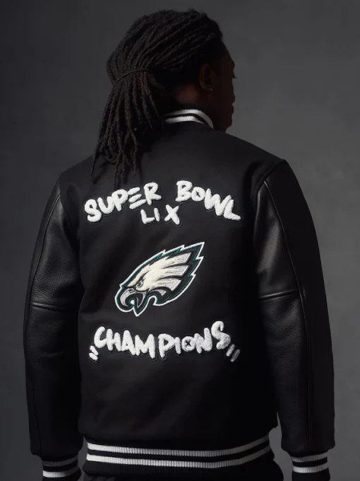 Philadelphia Eagles Super Bowl LIX Champions Black Varsity Jacket